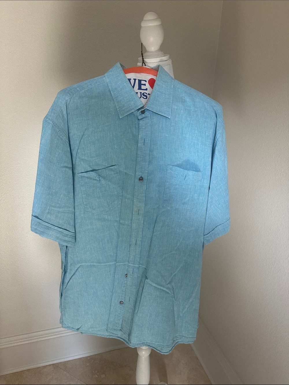 Alan Flusser Light Blue Short Sleeve Button-Down Shirt